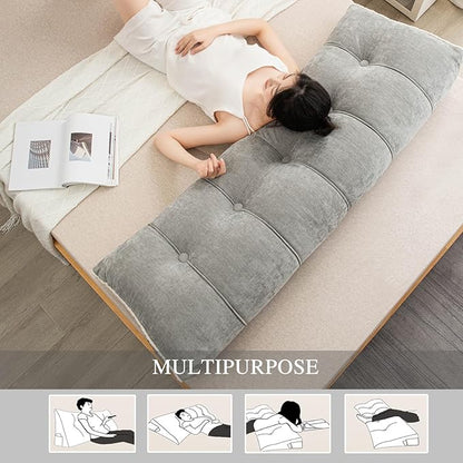 Headboard Pillow Queen, Chenille Triangular Wedge Pillow Headboard Queen Size, Reading Setting Backrest Daybed Pillows for Sofa Bed with Removable Cover, Grey