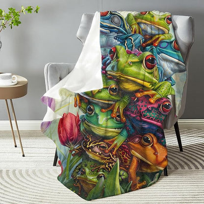 Frog Blanket - Plush, Soft, Comfy, Lightweight, Warm, Fuzzy, Cozy Flannel Throw Blanket Perfect for Couch, Travel, Bed, Office, Outdoor - 60in×80in(color50)
