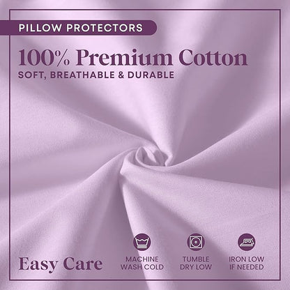 CirclesHome Pillow Protectors 4 Pack Queen Zippered - 100% Cotton Breathable Pillowcases - Protects Pillows from Dirt, Dust and Debris (Queen- Set of 4 - 20x30)