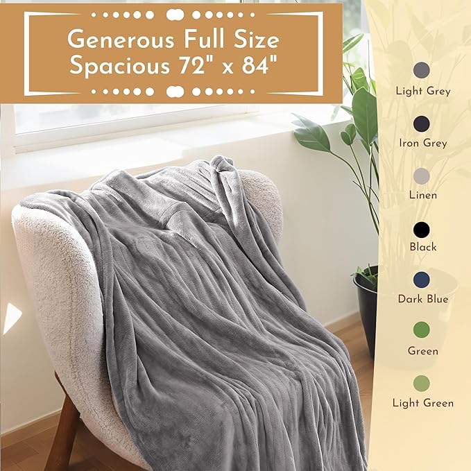 Electric Heated Blanket 72"x84" Full Size Flannel Heated Blanket, Cozy & Warm for All Night, 5 Heat Settings & 10 Hours Auto Off, Machine Washable, Light Grey