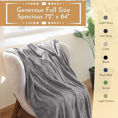 Electric Heated Blanket 72"x84" Full Size Flannel Heated Blanket, Cozy & Warm for All Night, 5 Heat Settings & 10 Hours Auto Off, Machine Washable, Light Grey