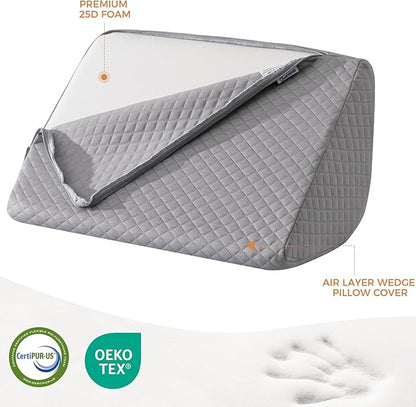 Knee Wedge Pillow 6.3'' for Post-Surgery Recovery-Leg Elevation Support for Sleep Position, Alleviating Lower Back & Hip Pain Enhancing Circulation in Ankles Legs Triangle Pillow with Removable Cover