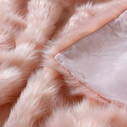 HORIMOTE HOME Pink Faux Fur Throw Blanket, Long Pile Light Pink Fur Blanket, Super Warm, Soft, Cozy, Fuzzy, Fluffy Throws for Couch Bed Sofa, Aesthetic Home Room Decor Throw, 60" x 80"