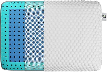 GhostBed Firm Cooling Memory Foam Pillows - Standard Size Pillow, Ventilated with Washable Cover - Ideal Bed Pillows for Stomach, Back, and Side Sleepers - Premium Cooling Pillow, Firm Pillow