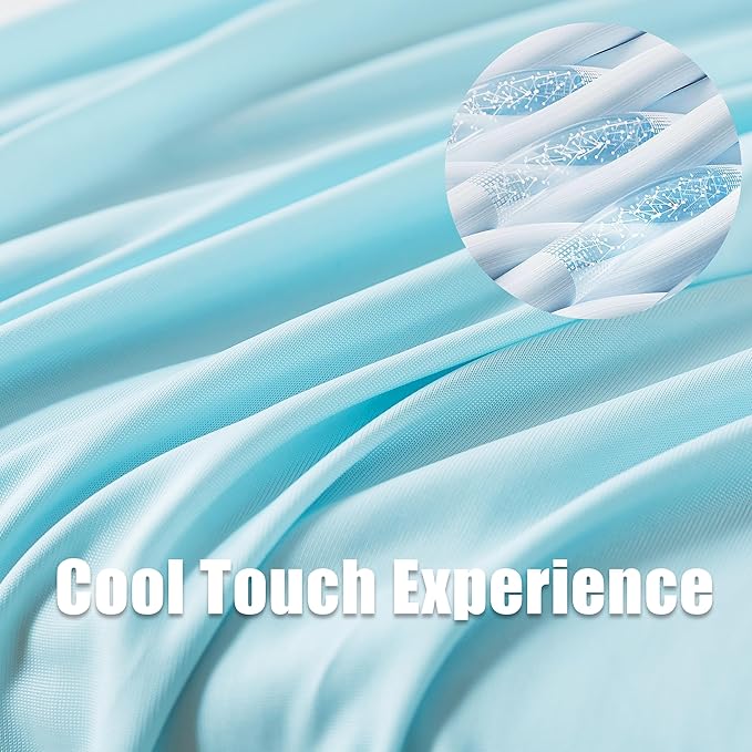 WhatsBedding Memory Foam Body Pillow with Zippered Cooling Cover, Full Body Pillow for Adults, Long Pillow for Sleeping, Fluffy Supportive, Ice Blue