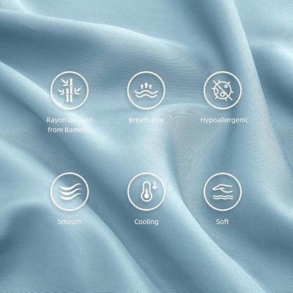 Queen Pillowcases, Cooling Viscose from Bamboo Pillow Covers with Envelope Closure, Soft Moisture-Wicking for Hot Sleepers, Hair and Skin-Friendly, Aqua Blue, 2 Pack