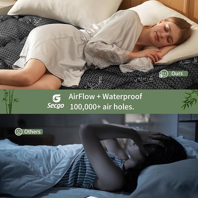 Premium 100% Waterproof Full Mattress Topper, Breathable Mattress Pad, Rayon from Bambo Bed Protector, Deep Pocket Sheet Cover 8"-21"