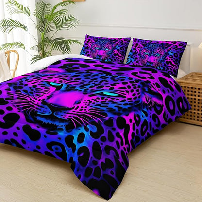 Leopard Print Comforter Set for Full Size Bed，Cheetah Print Bedding Set Full，with 1 Comforter with 2 Pillow Case
