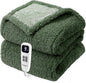 Heated Blanket Electric Blanket Twin - Fast Heating Blanket Throw Double Sided Sherpa Ultra Soft Cozy with 10 Heating Levels & 2-10 Hours Auto Off, Mashine Washable, 62 x 84 Inches, Sage Twin