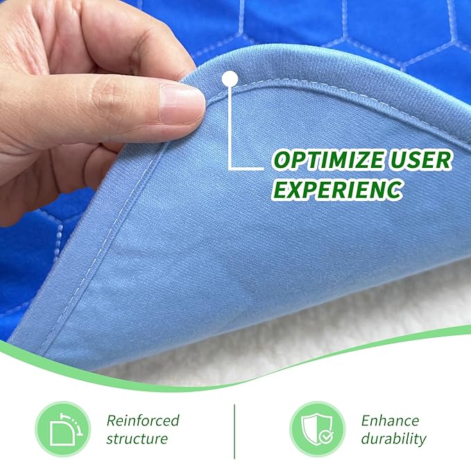 Waterproof Washable Underpads Pee Pad (RoyalBlue 34" x 52" 2 Pack), Reusable Absorbency Bedwetting Incontinence Bed Pads for Kids Adults Elderly Dog Pet, Puppy Pads for Mattress Couches Sofas Floors