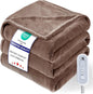 Heated Blanket Twin Size, Electric Blanket with 1-10 hrs Timer Auto-Off & 8 Heating Levels, Double-Layer Flannel Heating Blanket with ETL Certification, Machine Washable (62”x 84”, Brown)