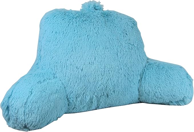 Klear Vu Shaggy Reading Pillow Back Rest Body Pillow for Adults and Kids, Lumbar and Arm Support on Bed, Chair, Couch, Sofa and Floor, 30" x 21", One Size, Aqua