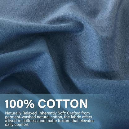 Blue and White Duvet Cover King Size 100% Cotton Duvet Cover Sets Gradient Blue Comforter Cover Ocean Like 3 Pcs Soft and Lightweight Bedding Set for All Seasons