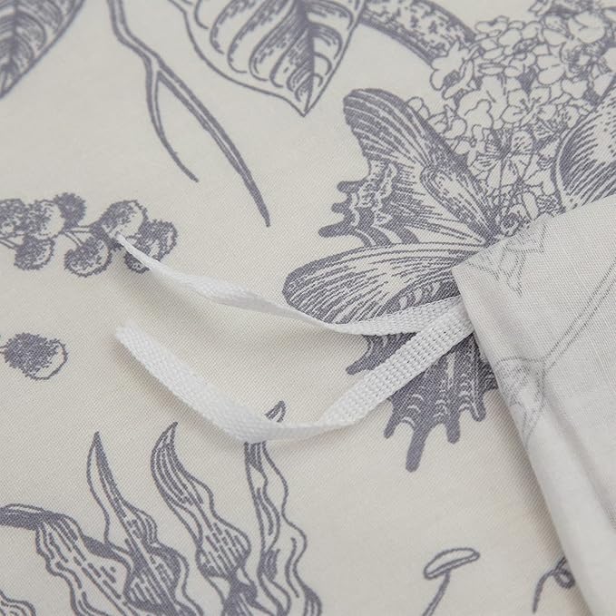 Vintage Chic Floral Duvet Cover Set, 100% Soft Cotton, 3 Pieces - Queen Size, Zipper Closure