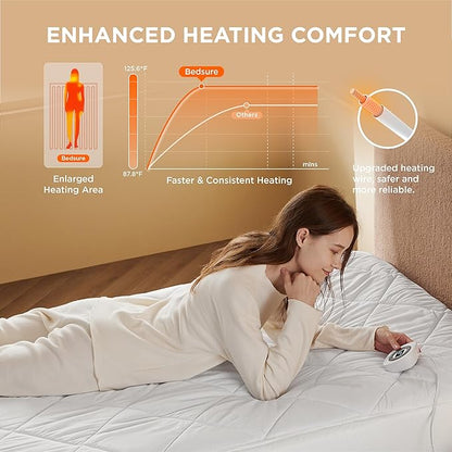 Bedsure Heated Mattress Pad Full - Bed Warmer with Memory & Preheat Functions, 12-Hour Auto Off & 10 Heat Settings, Single Controller, Fast Heating, Brushed Electric Mattress Pad Full, 54"x75"
