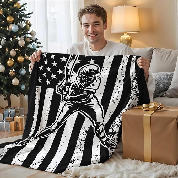 Boys Blanket Baseball Throw Blankets for Kids Teens 8-12, 60x50 Inches Plush Comfy Soft Sports Throws for Couch Bed Home Decorations Stuff Gifts Ideas
