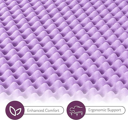 2 Inch Egg Crate Full Memory Foam Mattress Topper, Lavender Scent Gel Infused Foam Mattress Topper for Pressure Relief, CertiPUR-US Certified Full Bed Topper, Purple, 54"×75"