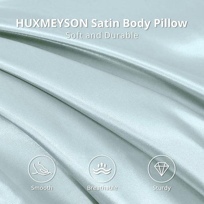 HUXMEYSON Body Pillow with Satin Pillowcase, Body Pillow for Adults, Removable Cover, Ice Blue (20"x54")
