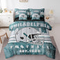 Erosebridal 7Pcs Boys Classic Football Seasonal Bedding Set Sports City Rugby Decor Bed in A Bag, Football Game Theme Comforter Sets with Sheets Grey and Turquoise Sports Helmet Bed Set Queen Size