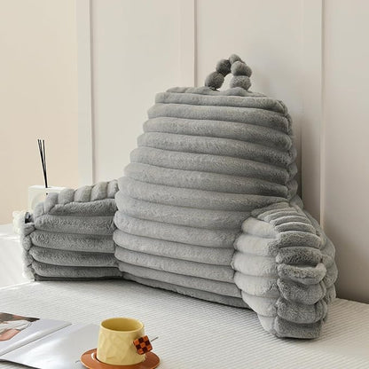 Yaoshuho Large Reading Pillow for Adults, Back Support Pillow for Sitting Up in Bed with Arms, Couch for Lounging Bedrest, Grey