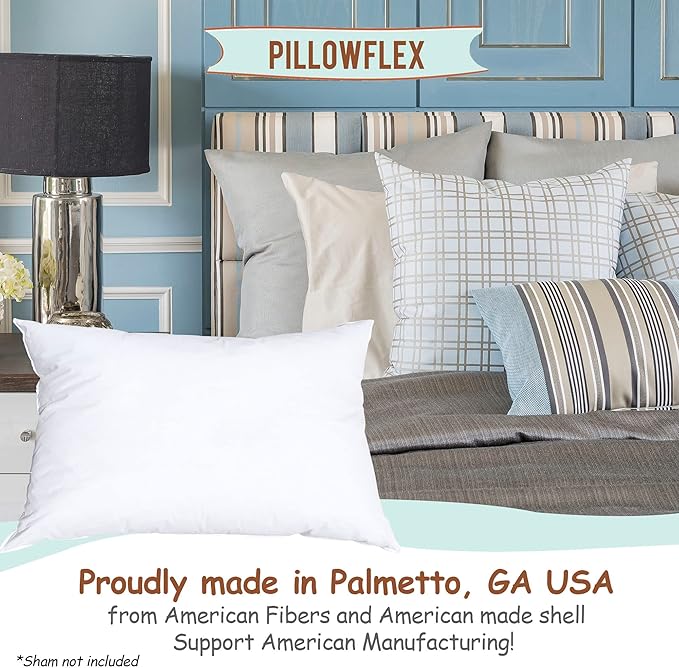 Pillowflex Synthetic Down Pillow Insert - 22x28 Down Alternative Pillow, Ultra Soft Oversized Standard Bed Sleeping Pillow, Large Rectangle Sham - 1 Decorative Pillow Form