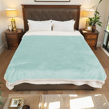 Electric Heated Blanket Throw Size - 50"x60", Soft Flannel Heating Blanket, 4 Heating Levels, 3 H Auto Shut Off, Breathable Warm and Washable for Sofa, Mint Green