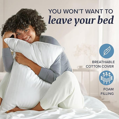 Beckham Hotel Collection Shredded Memory Foam Pillow 2-Pack Queen | Adjustable Fill Cooling Bed Pillows for Side, Back & Stomach Sleepers