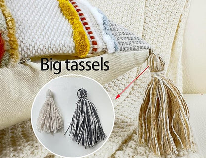 Chenille and Cotton Long Pillow for Bed,Striped Textured Boho Long Lumbar Throw Pillow Cover 14x36,Neutral Accent Decorative Extra Long Body Pillow Case for Couch Sofa Bedroom,Yellow-Grey