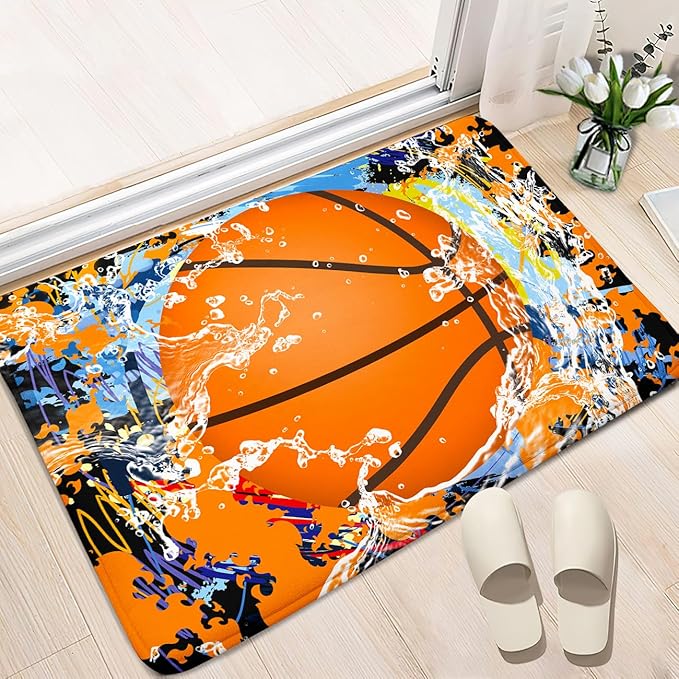 Basketball Rug for Boys Bedroom - Sports Rug for Boys Bedroom Kids Carpet, Basketball Carpet for Playroom Living Room Floor Mats Indoor Outdoor, 2x3 Feet