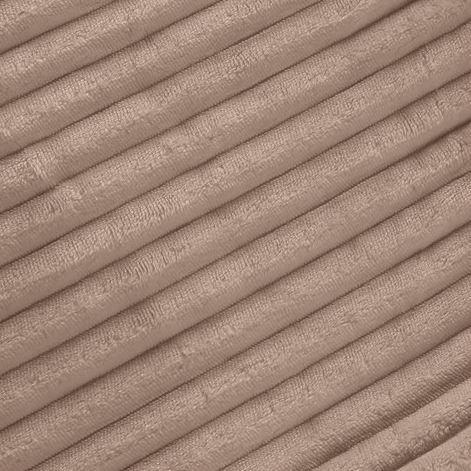 Electric Heated Blanket Queen Size 84"x 90", Dual Control, Soft Comfortable Warming Striped with 10 Heating Levels & 1-12 Hours Auto Off, Machine Washable, Camel