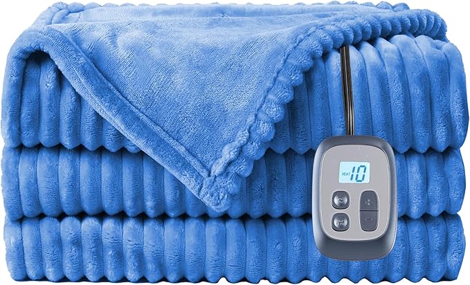 Heated Blanket 72" x 84" Full Size Flannel Fabric with 10 Heating Levels & 1-12 Hours Auto Shut Off, Breathable and Comfortable for Soft and Bed - Sky Blue