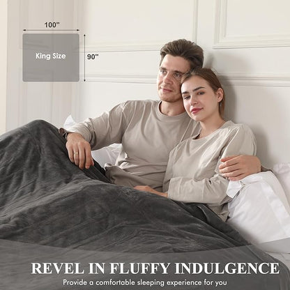 Heated Blanket King Size, Soft Cozy Upgraded Flannel Electric Blanket Dual Control with 5 Heating Levels & 10 Hours Auto Off, Fast Heating & ETL & FCC Certification, 100" x 90", Silver Gray