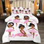 Pink African American Twin Comforter Set for Girls Kids Adults, Cute Twin Bedding Set for Girls Bedroom Decor Set 1 Comforter 2 Pillowcases, Cute Ballet Princess Dancer, Twin Size