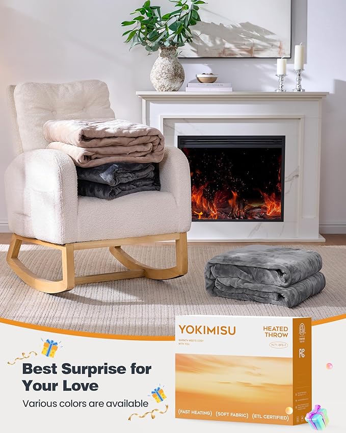 Electric Blanket King- Soft Heating Blanket, Dual Control & 9 Heat Levels, 10H Timer, Soft Flannel to Sherpa, Fast Heating Electric Throw, Machine Washable, Gift for Mom, Dad, 90"x100" Grey