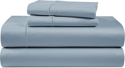 100% Egyptian Cotton Queen Size Sheet Set - Naturally Breathable & Durable Winter Comfort, Ultra-Soft Hotel Luxury Comfort with 15" Deep Pocket Queen Sheets, Silky Sateen Weave - French Blue