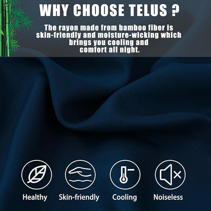 TELUS Pillow Cases Standard Size 2 Pack, Bamboo Rayon Cooling Pillowcases with Envelope Closure, Cool Breathable Pillow Case for Hot Sleepers & Night Sweats, 20x26 inches, Navy Blue