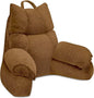 RRPAHWTV Reading Pillow for Bed with High Arm Rests,Back Support Pillow for Sitting Up in Bed with Shredded Memory Foam for Reading, TV, Gaming or Relaxing on Floor（Brown，Large）