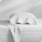 Bare Home Flannel Sheet Set Prints, 100% Cotton, Velvety Soft Heavyweight - Double Brushed Flannel for Extra Softness & Comfort - Deep Pocket - Bed Sheets (Twin XL, Ticking Stripe - White/Grey)