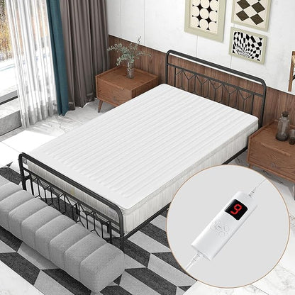 MAT EXPERT Heated Mattress Pad Twin, Machine Washable Electric Mattress Pad w/Single Controller, 9 Heat Settings & 9H Auto Shut-Off, Overheat Protection, Fit Up to 10”, Bed Warmer, 76” x 39”, White