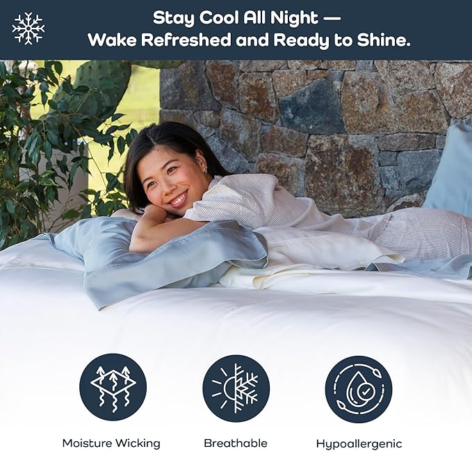 Olive + Crate Tencel Eucalyptus Cooling Duvet Cover Set - Hypoallergenic, Lyocell Tencel Duvet Cover - Soft, Temperature Regulating with Hidden Button Closure & Corner Ties - Twin XL [Eucalyptus]