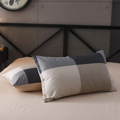 Buffalo Plaid Duvet Cover Queen, 100% Cotton Check Geometric Bedding 3pc Set, Grey Hotel Quality Gingham Plaid Print Nordic Style Reversible Solid Color Duvet Cover with Zipper Closure (NO Comforter)