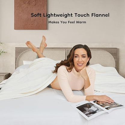 Electric Heated Blanket Throw Size 50×60, Breathable & Luxurious Flannel,Soft Warm Gift with Over-Heat Protection,4 Heating Levels & 3 H Auto Shut Off, Machine Washable, White