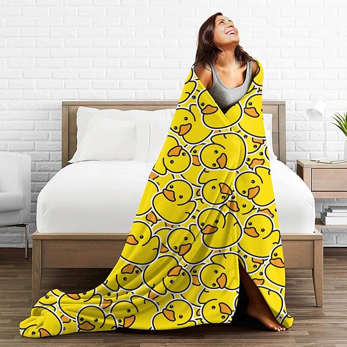 Cartoon Funny Duck Blanket Flannel Fleece Throw Blanket Durable Couch Blankets Home Decor for Bed and Sofa Super Soft Warm Blankets for All Season 50x40 inch