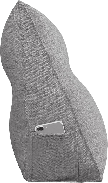 Wedge Pillow Headboard Reading Pillow for Sitting Up in Bed Adult Backrest Large Triangle Bolster Pillow for Couch Daybed Cushion Lumbar Body Support Leg Positioning（Grey, King）