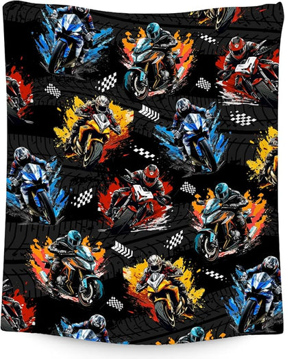 Kids Blanket for Boys Motorcycle Gifts for Toddlers - Cozy Plush Fleece Dirt Bike Throws Decor (30"x40")