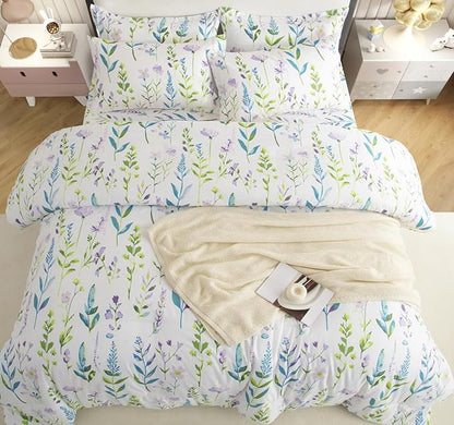 SDY 7PCS Floral Comforter Set Twin Size,Cute Flowers Printed Bedding Comforter Sets for Toddler,Girls Boys and Kids, with Comforter, Flat Sheet, Fitted Sheet and Pillowcases & Shams