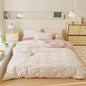 AOJIM Aesthetic Striped Duvet Cover Set with Floral and Rabbit Pattern, 1 Cotton Comforter Cover and 2 Pillowcases, Soft Durable Kids Duvet Cover Twin Size, Pink Bedding for Room Decor, No Comforter