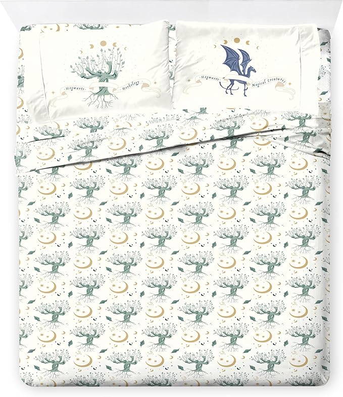 Jay Franco Kids Comforter Set Includes Sheets and Pillow Covers - Soft and Cozy Bed Set for Stylish Room Decor, Official Licensed Product, Green - Harry Potter, 7 Piece Queen