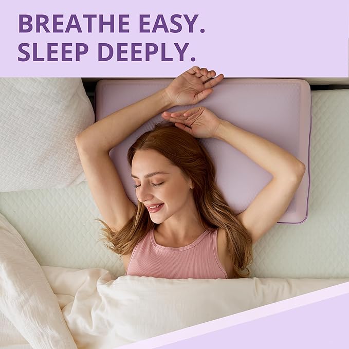 Cooling Pillow for Sleeping, Gel Memory Foam Pillow with Reversible Cover, Neck Support for Side, Back and Stomach Sleepers, Removable & Machine Washable Cover, Bed Pillows for Hot Sleepers, Purple