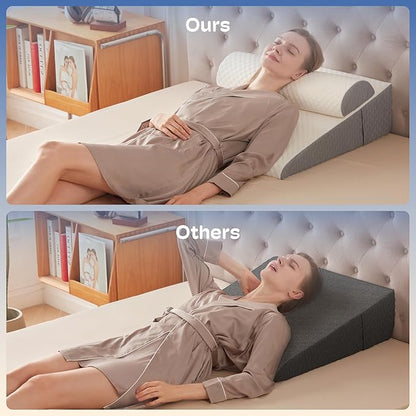 Wedge Pillow with Adjustable Pillow, 7.5" Wedge Pillow for Acid Reflux and Back Pain Relief, Snoring, Bed Wedge Pillows for Sleeping After Surgery. Cooling Memory Foam Top